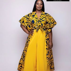 Yellow African print swing jacket